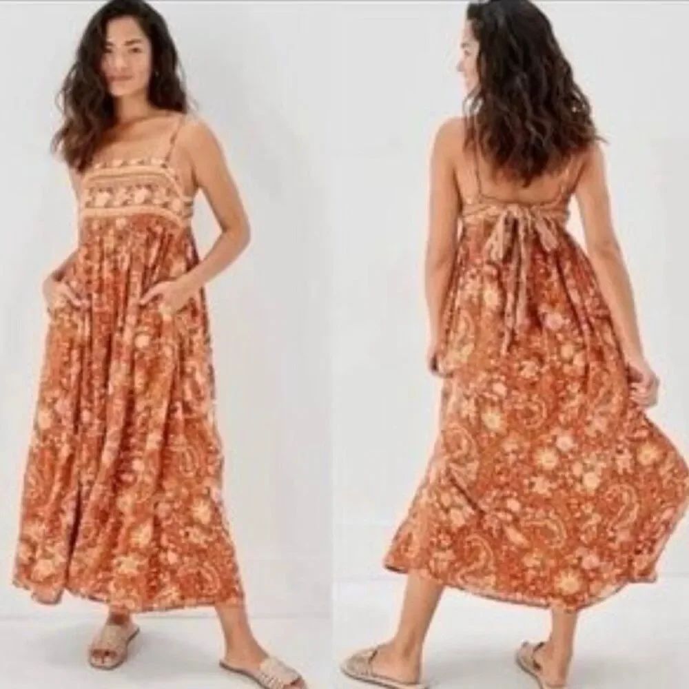 American Eagle Large Boho Floral Maxi Dress Tie Back - Picture 4 of 11